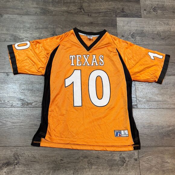 Vintage Y2K Russel Vince Young #10 Texas Longhorns Large Orange Football Jersey - Picture 1 of 8